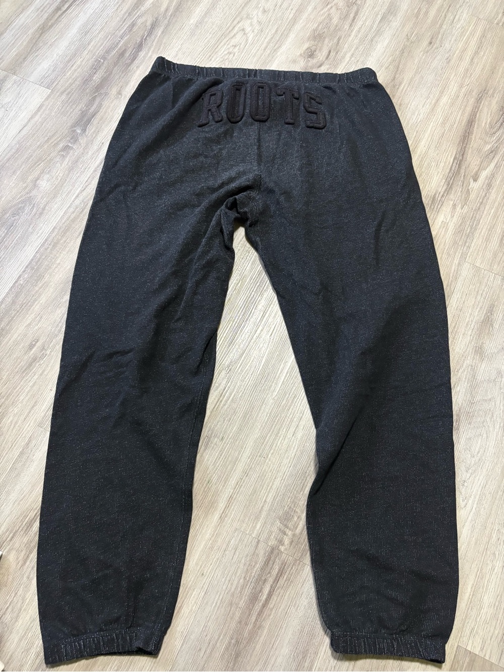 Roots Black Men's Sweatpants with Raised Logo Waistband